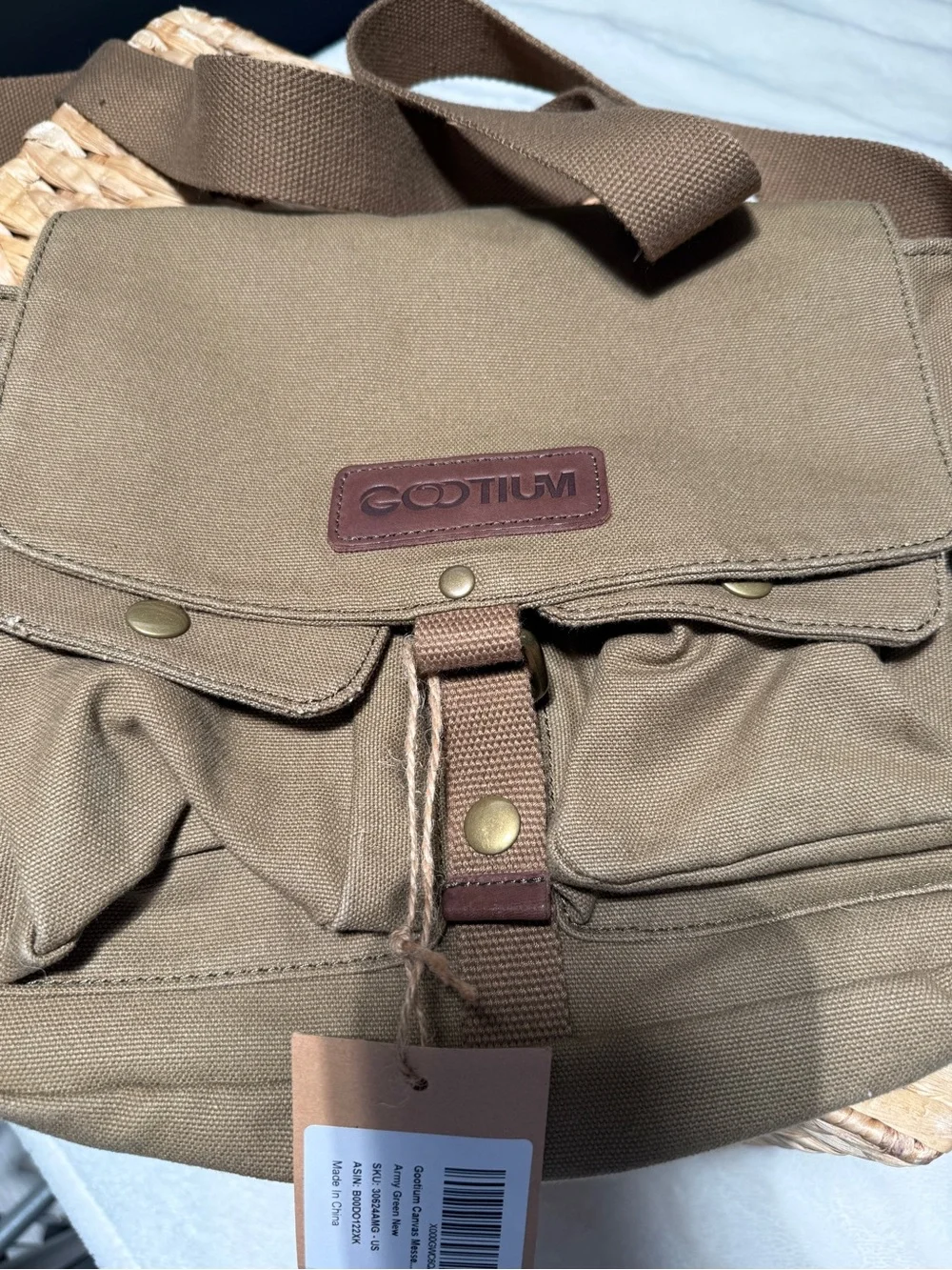 NWT Gootium Canvas Messenger Bag Satchel Shoulder Crossbody Army Green #30624